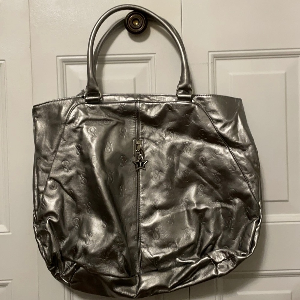 Faux silver leather bag